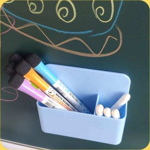 Magnetic Storage Box Fridge Whiteboard Marker Pencil Pen Holder Organizer Storage Container Magnet Plastic Office School Supplie