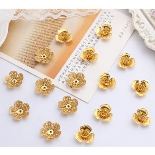 30pc/lot Metal Alloy Copper Flowers Leaves Butterfly Leaf Beads Caps Gold Plated For Jewelry Crafts Making Materials Accessories