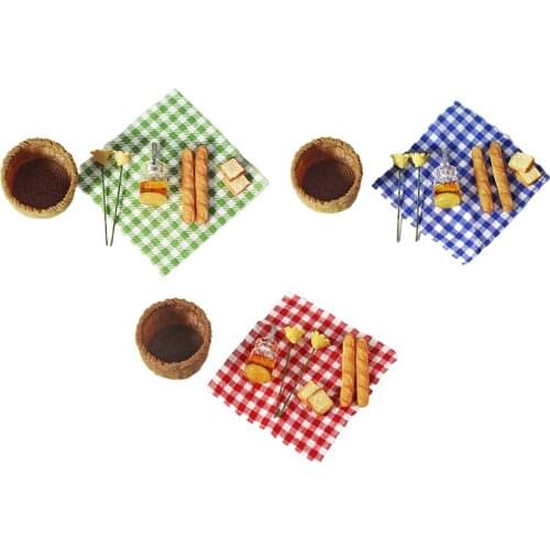 Mini Miniature Simulation Breakfast Bread Picnic Cloth Set Kitchen Play 1:12 Dollhouse Picnic Scene or 1:6 Doll Pretend Play