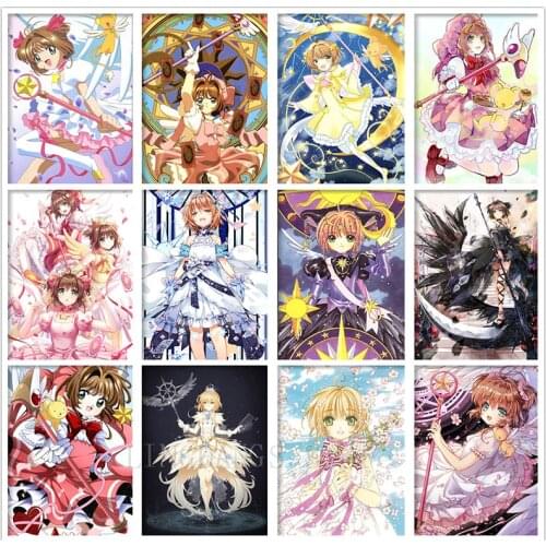 5D DIY Diamond Painting Card Captor Sakura Kinomoto Anime Diamond Mosaic Cartoon Girl Embroidery Cross Stitch Home Decor Gift