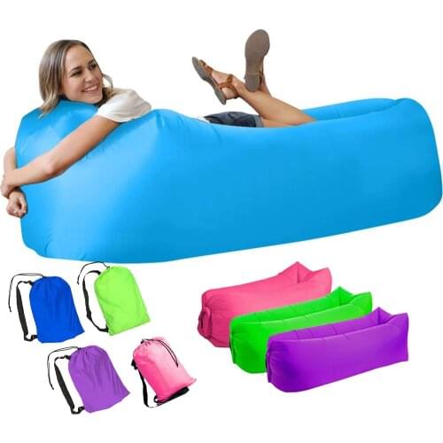 Camping Inflatable Sofa Lazy Bag Portable Folding Sleeping Bag Air Bed Inflatable Sofa Lounger Trending Adult Beach Lounge Chair