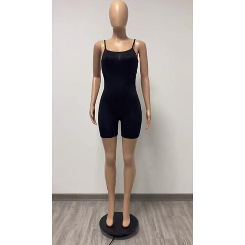 Custom Logo F131- cheap price new arrivals 2021 summer solid color fashion jumpsuit short rompers womens