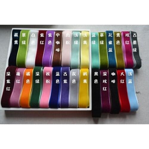 20mm 100% nylon single faced Solid Color Velvet Ribbon for gift hair ribbons bows Garments DIY Accessory mixed colors