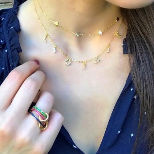 Latest lovery letter necklace micro pave colorful cz choker women delicate jewelry 35+10cm rainbow lover girlfriend necklace
