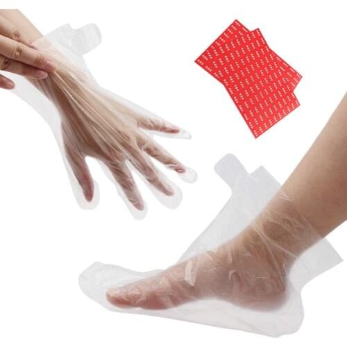 200Pcs/Pack Disposable Plastic Hand Foot Covers Transparent Shoes Cover Paraffin Bath Wax SPA Therapy Bags Liner Booties Gifts
