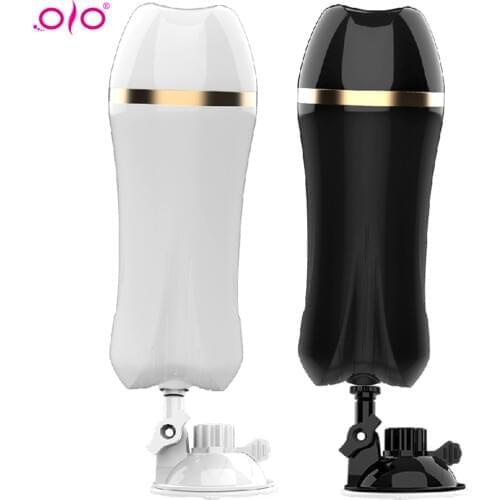 OLO Dual Channel Vibrations Masturbation Cup with Base Sucking Male Masturbator Cup Artificial Vagina Real Pussy Sex Toy For Men