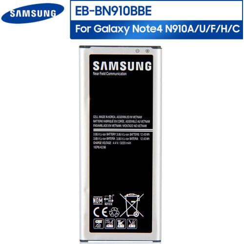 Samsung Original Phone Battery EB-BN910BBE For Samsung GALAXY NOTE4 N910a N910u N910F N910H N910V NOTE 4 EB-BN910BBC 3220mAh