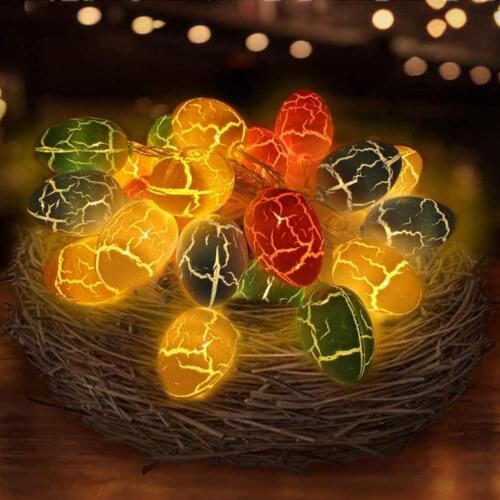 Easter LED Light Crack Egg-Shaped Fancy Lantern Decorative String Lights Festival Home Garden Decorations 1.5m / 3m