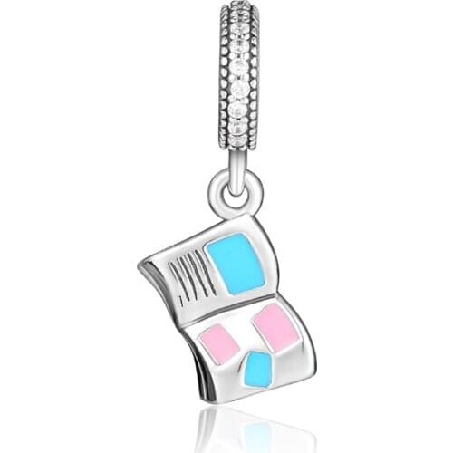 Fits for Pandora Charms Bracelets Love Letter Beads with Mixed Enamel & Clear CZ 100% 925 Sterling Silver Jewelry Free Shipping