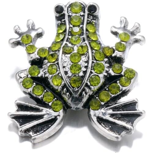 10pcs/lot The Bloomer Snap Jewelry Frog Rhinestone Snap Buttons Fit 18MM Snap Bracelet For Women DIY Charms Jewelry
