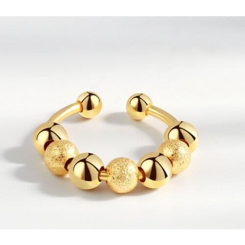 VENTFILLE 925 Sterling Silver Rotatable Round Bead Anxiety Relief Opening Ring