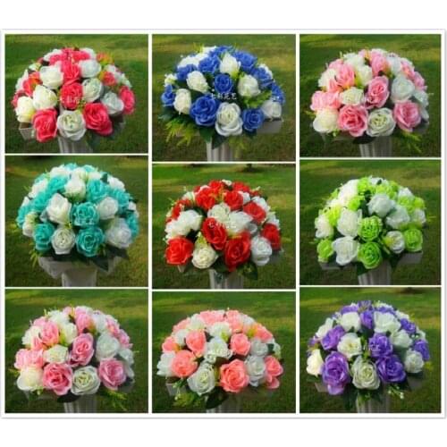 Roman pillar flower Wedding fullness rose road led flowers wedding decoration centerpieces artificial flowers 12pcs/lot