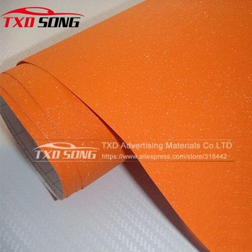 Car Styling Orange Glitter Vinyl Film for car vinyl wrapping Matt orange glitter vinyl wrap sticker with 6 Sizes for choices