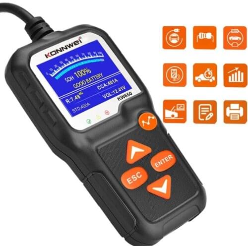 KW650 Car Motorcycle Battery Tester 12V 6V Car Motorcycle Auto Analyzer 2000CCA Diagnostic tool