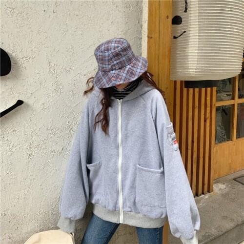 Autumn 2021 Korean Version Sweatshirt Girl Fashion Students Hoodies O-neck Long sleeved Undercoat Hoodie Zipper Women Clothes
