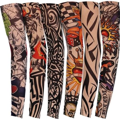 Cycling Sleeves 3D Tattoo Printed Simulation Big Flower Arm Warmer Useful UV Protection Sleeves For Adult