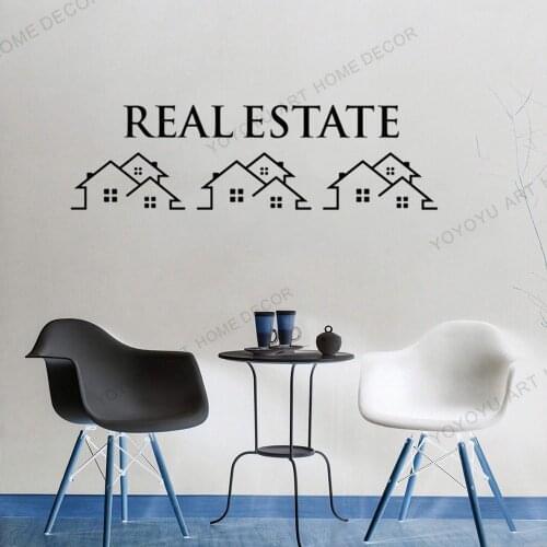 Real Estate Vinyl Wall Decal Property Houses Realtor Broker Stickers Mural For Office School Classroom Wall Decor JC301