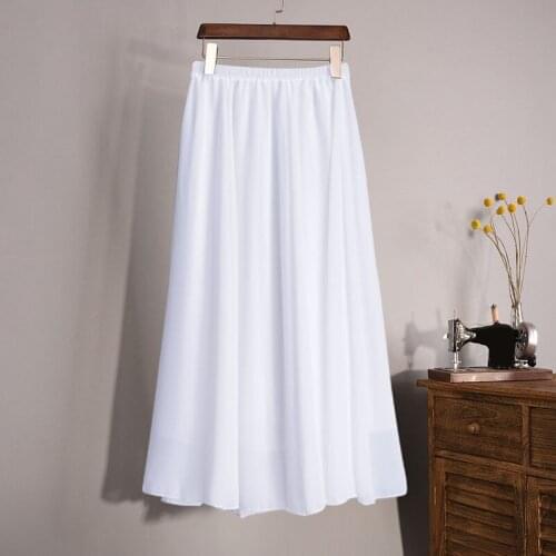 Vintage Chiffon skirts women 2021 Summer Korean A-Line High waist Ladies skirts Casual Elastic Chiffon skirts