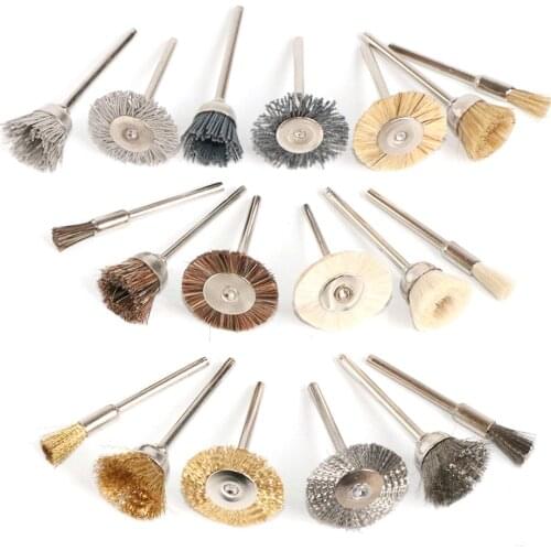 1inch Wire Wheel Brushes Brass Steel Cup end Brush Bristle Abrasive Brush 1/8" Shank For Dremel Accessories