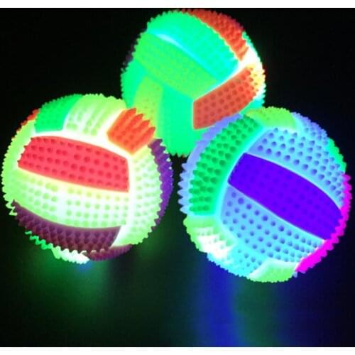 1PC LED Illuminated Volleyball Flashing Light Up Color Changing Bouncing Hedgehog Ball Massage Ball Kids Toy Random Colors #17