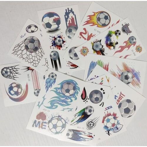 10pcs Children Temporary Tatoo Sticker Waterproof Fake Tattoo Flame Football Athlete Cute Tattoos Hand Foot Tatouage Boy Girl