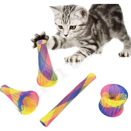 10PCS Nylon Cat Colorful Toy Creative Flexible Cat Coil Toy Cat Interactive Toy Cat Funny Toy Pet Favor Toy Pet Product