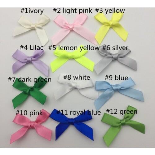 20pcs 10mm Satin Ribbon Bows For Doll Hair Accessories Tail Bow Ties Wedding Invites Cardmaking Embellishments,13 Colors