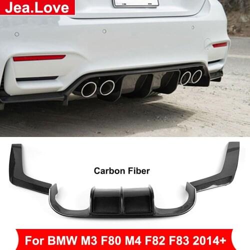 3 PCS V Style Real Carbon Fiber Rear Lip Bumper Diffuser Splitter For BMW M3 F80 M4 F82 F83 2014 Up Car Tuning Styling Protector