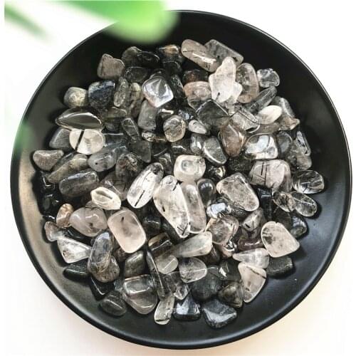50g 2 Size Natural Black Hair Quartz Rutilated Crystal Rock Chip Healing Reiki Natural Stones and Minerals