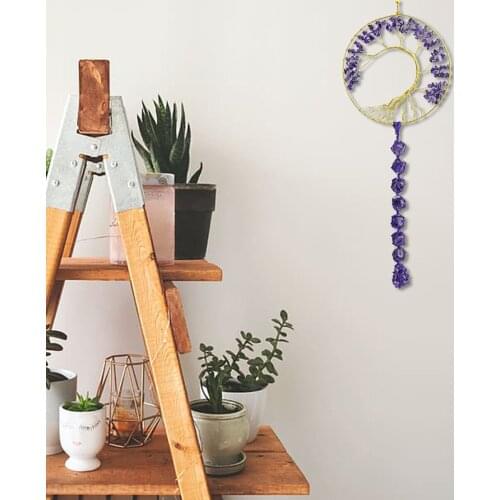 7 Chakra Tree of Life Natural Crystal Stone Amethyst Chip Mineral Healing Reiki Wall Hanging Ornaments Room Decor Gift