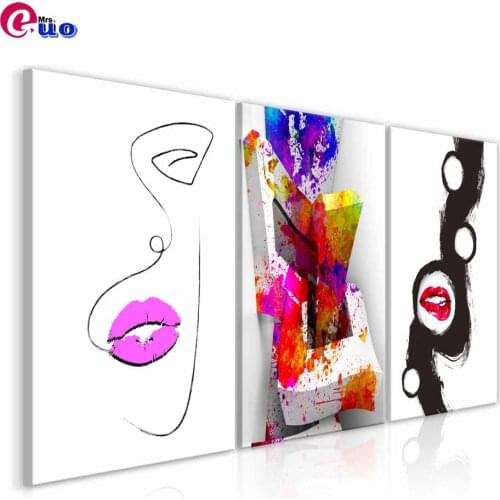 5D DIY Full Square Drill Diamond Painting Abstract Line Fashion Women Handmade Rhinestone Mosaic Home Room Wall Decor