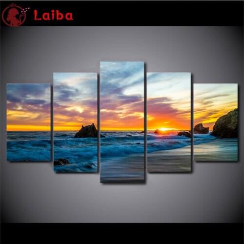 Diamond Painting Natural scenery, reef waves 5d Cross Stitch Diamond Embroidery Mosaic Gift Home Decor Needlework Picture5pcs