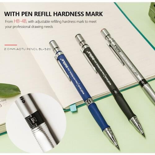 2B Automatic Pencils 2.0mm Mechanical Pencil Set with Color/Black Lead Refills for Draft Drawing Writing Crafting