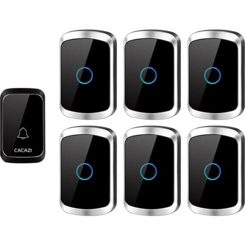 CACAZI Wireless Doorbell 300M Remote 1 Button 6 Receivers Waterproof Intelligent LED Light Home Door Bell Cordless 58 Chimes