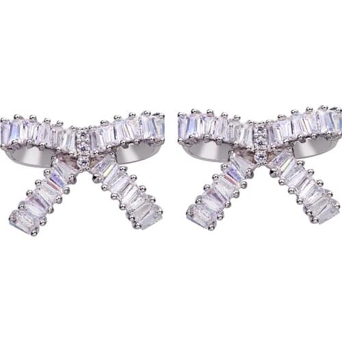 Bettyue Brand 2018 New Fashion AAA Cubic Zircon Three Colors Originality Bowknot Jewelry Earrings For Woman Wedding Party Gift