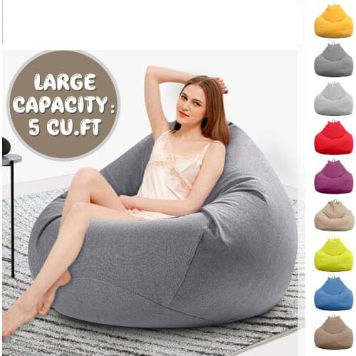 Large Small Lazy BeanBag Sofas Cover Chairs without Filler Linen Cloth Lounger Seat Bean Bag Pouf Puff Couch Tatami Living Room