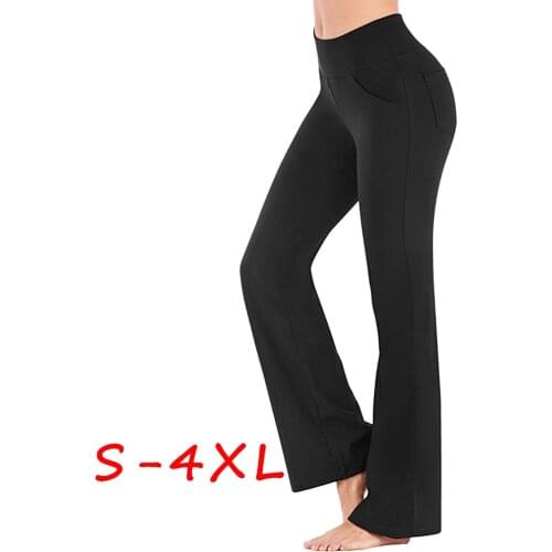 Bootcut Flare Pants for Women with Pockets High Waisted Workout Pants for Women Bootleg Work Pants Dress Pants Plus Size 4XL
