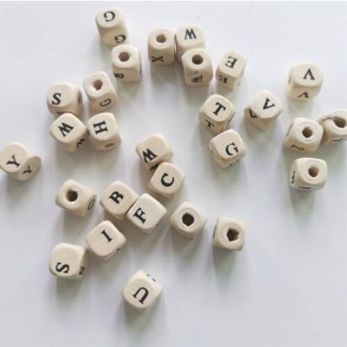 50Pcs DIY 10mm Natural Square Letter Beads Handmade Environmental Childrens Educational Toys For Kids Made Letter Optional