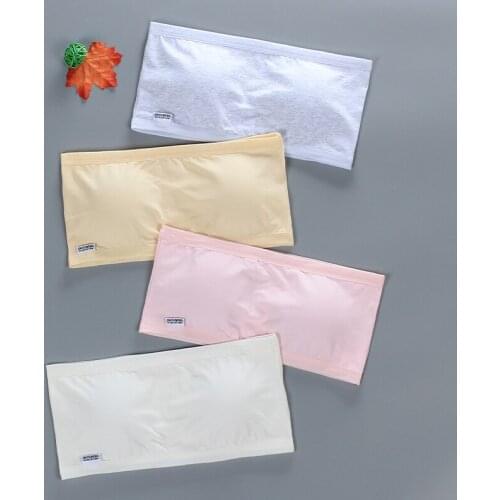 Girls Strapless Cotton Wrapped Chest Insert Soft Kids Teens Lingerie Students Cotton Children Bras Underwear for 8-18 Years Old