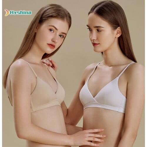 French Triangle Cup Cotton Small Chest Underwear Womens Invisible Rimless Bra Thin Japanese Girls Sexy Bra Bra