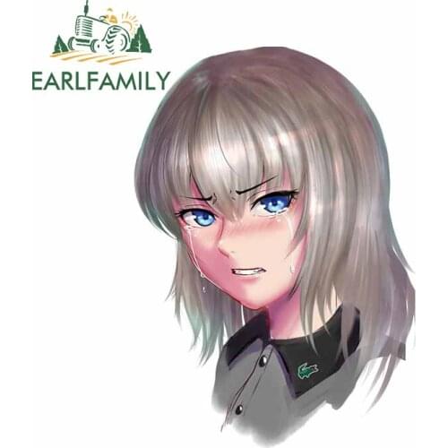 EARLFAMILY 13cm x 9.2cm for GIRLS und PANZER Itsumi Erika Funny Car Stickers Occlusion Scratch Sunscreen Decal Bumper JDM Decor