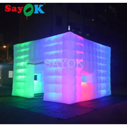 Beautiful 6m*6m*2.5m inflatable tent inflatable cube exhibition tent with multicolor led lights for wedding party decorations