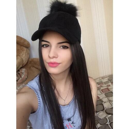 Lawliet Adjustable Womens Unisex Fur Pom Pom Suede Baseball Cap Hip-Hop Hat A383