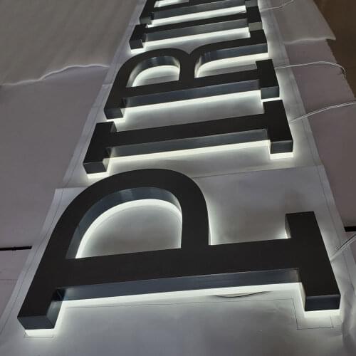Brushed galvanized stainless steel channel letter backlit sign letter