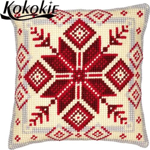 Diy knitting needles kit for Cross stitch set sales fabric cotton Embroider Needlework kits snowflake Christmas throw pillow