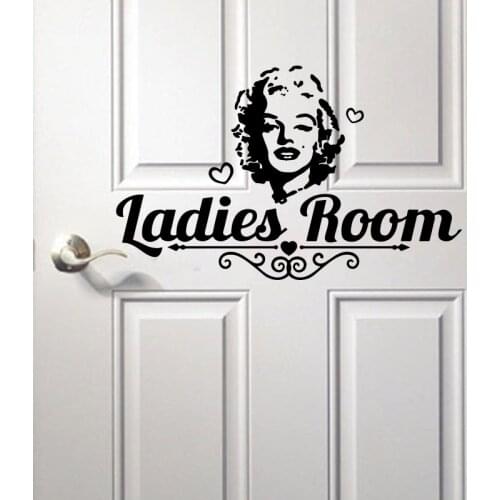 Bathroom Ladies Room Marilyn Monroe Door Sticker Toilet Bath Room Heart Door Decal Vinyl Home Decor