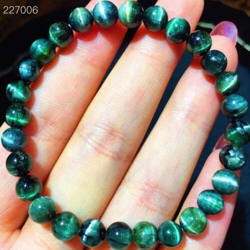 Genuine Natural Colorful Tourmaline Bracelet Cat Eye Round Beads 6mm Brazil Women Fashion Crystal AAAAA