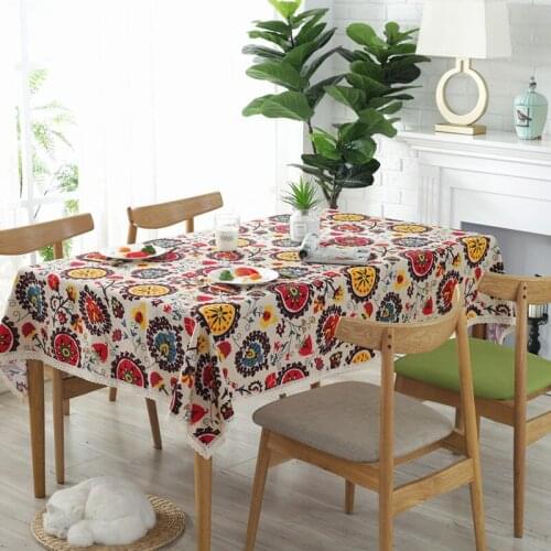 New National Bohemian Tablecloth Lace Decorative Table Cloth Rectangular Tablecloth Dining Table Cover Cotton Linen Table Cloth