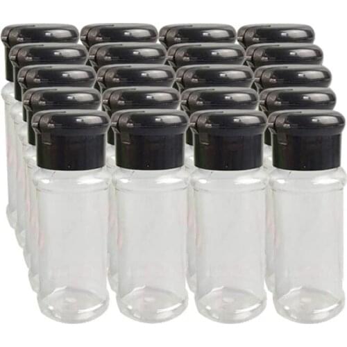 New 20Pcs/Set 100Ml Spice Salt Pepper Shakers Black Seasoning Jar Can Pepper Bottle Barbecue Condiment Kitchen Gadget Tool