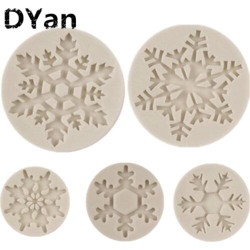New Product 5 Snowflake Fondant Cake Silicone Mold Chocolate Mold DIY Cake Baking Decoration Mold A1596